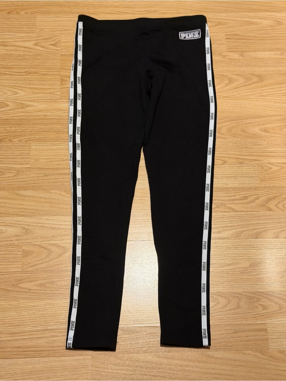 PINK Victoria's Secret Black Women’s Logo Side-Stripe Leggings